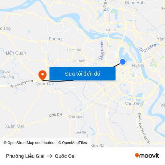 Phường Liễu Giai to Quốc Oai map