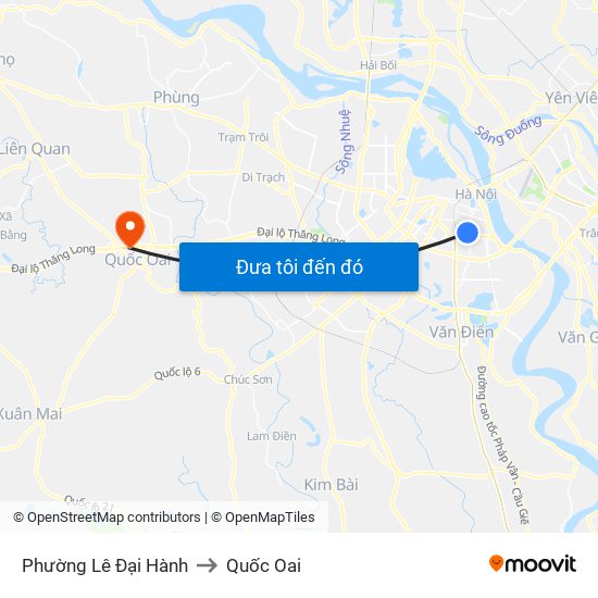 Phường Lê Đại Hành to Quốc Oai map