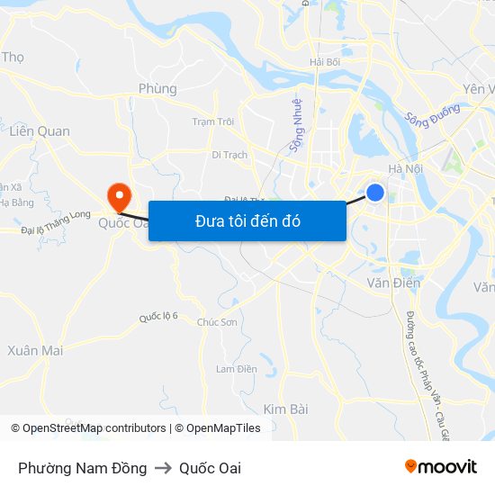 Phường Nam Đồng to Quốc Oai map