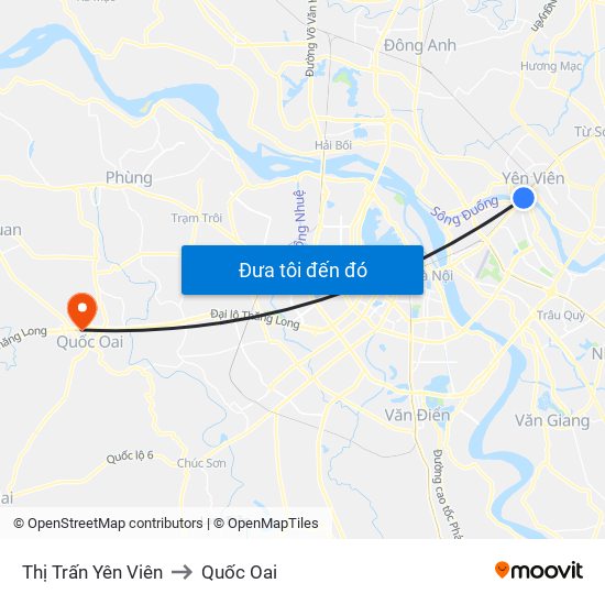 Thị Trấn Yên Viên to Quốc Oai map