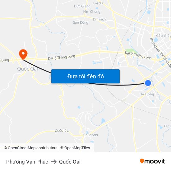 Phường Vạn Phúc to Quốc Oai map