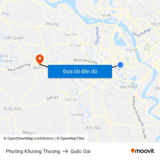 Phường Khương Thượng to Quốc Oai map