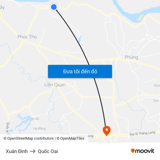 Xuân Đình to Quốc Oai map