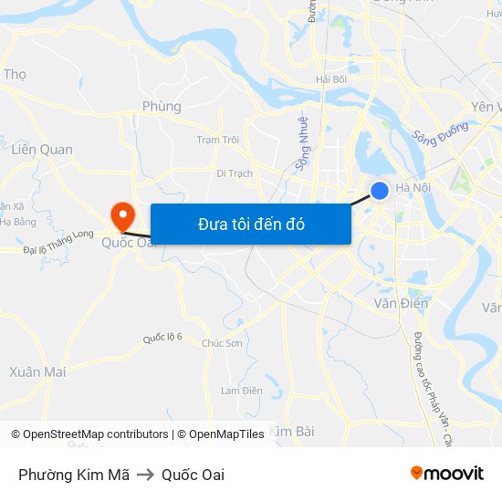 Phường Kim Mã to Quốc Oai map