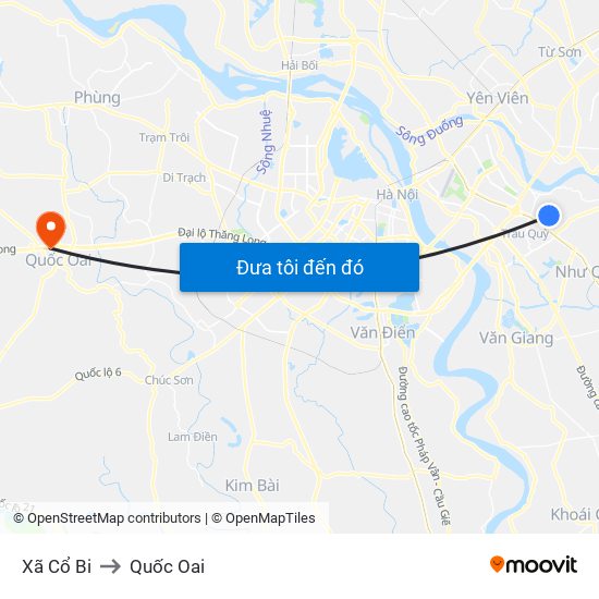 Xã Cổ Bi to Quốc Oai map