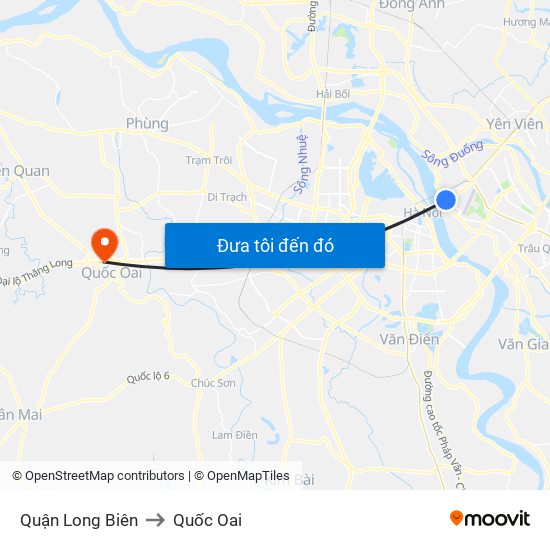 Quận Long Biên to Quốc Oai map