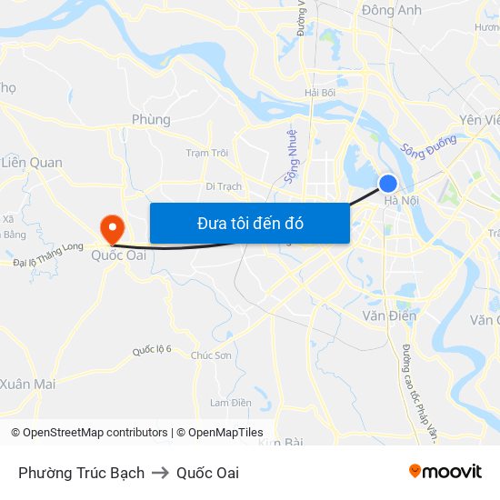 Phường Trúc Bạch to Quốc Oai map