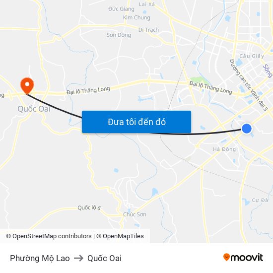 Phường Mộ Lao to Quốc Oai map