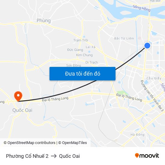 Phường Cổ Nhuế 2 to Quốc Oai map