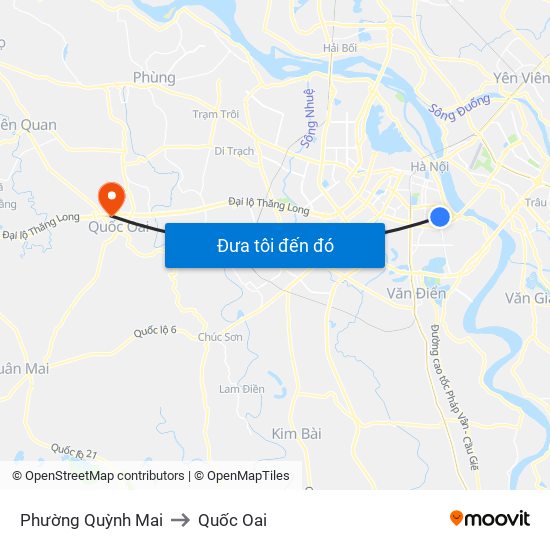 Phường Quỳnh Mai to Quốc Oai map