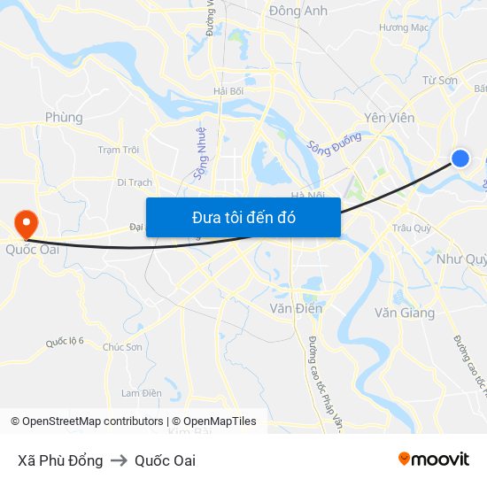 Xã Phù Đổng to Quốc Oai map