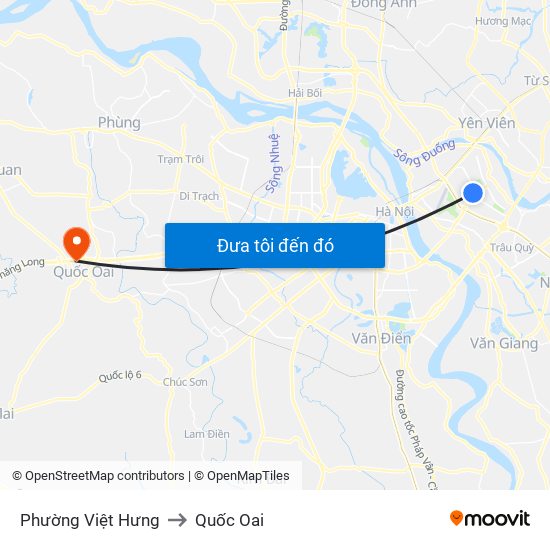 Phường Việt Hưng to Quốc Oai map