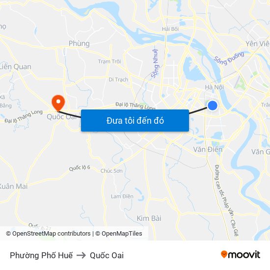 Phường Phố Huế to Quốc Oai map
