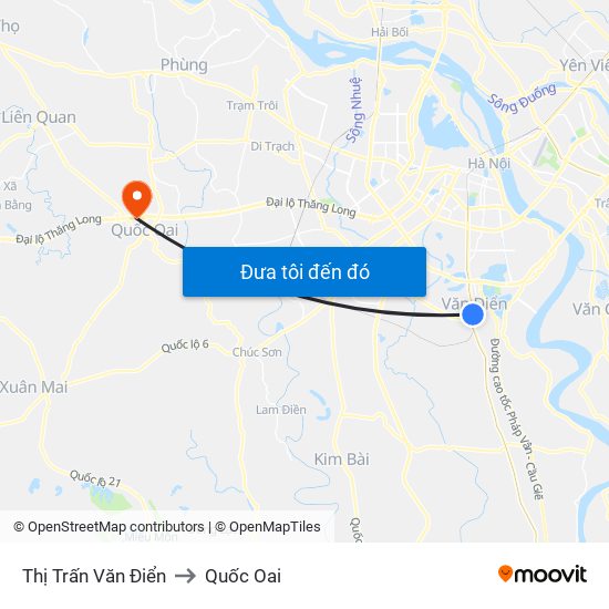 Thị Trấn Văn Điển to Quốc Oai map