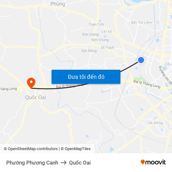 Phường Phương Canh to Quốc Oai map