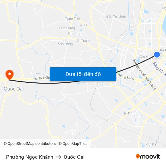 Phường Ngọc Khánh to Quốc Oai map