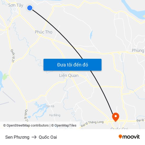 Sen Phương to Quốc Oai map