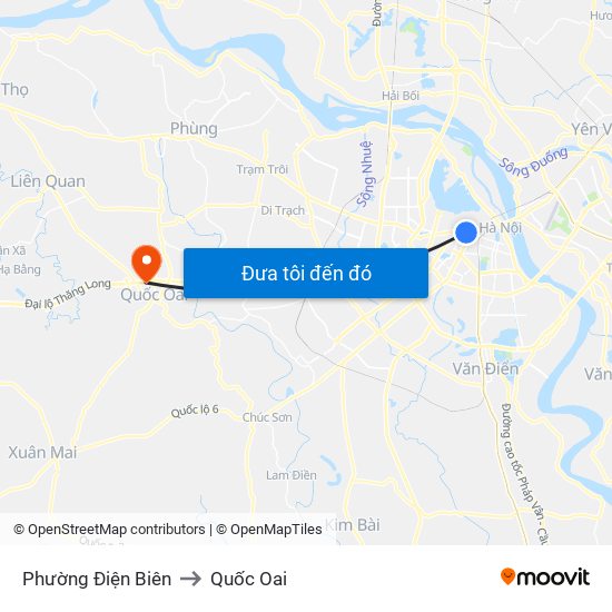 Phường Điện Biên to Quốc Oai map