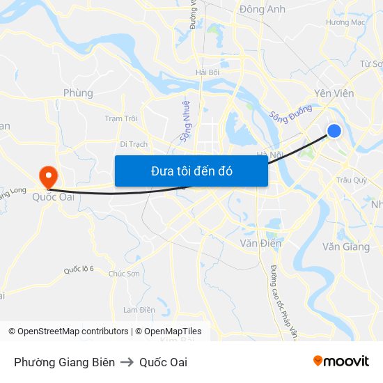 Phường Giang Biên to Quốc Oai map