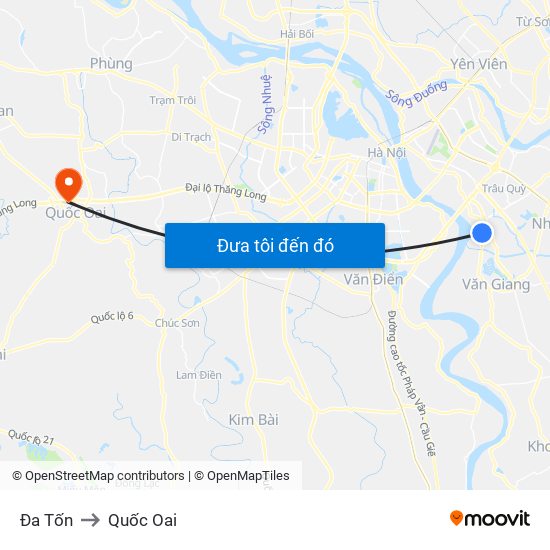 Đa Tốn to Quốc Oai map