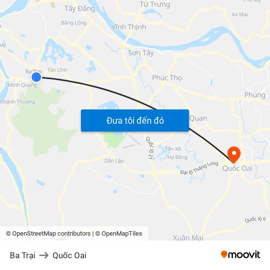 Ba Trại to Quốc Oai map