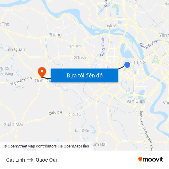 Cát Linh to Quốc Oai map