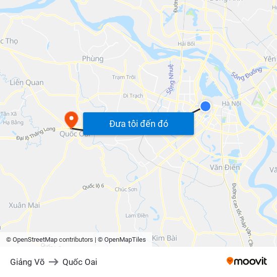 Giảng Võ to Quốc Oai map