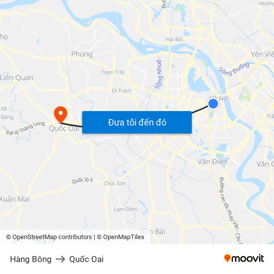 Hàng Bông to Quốc Oai map