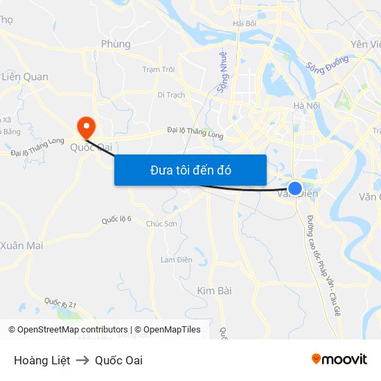 Hoàng Liệt to Quốc Oai map