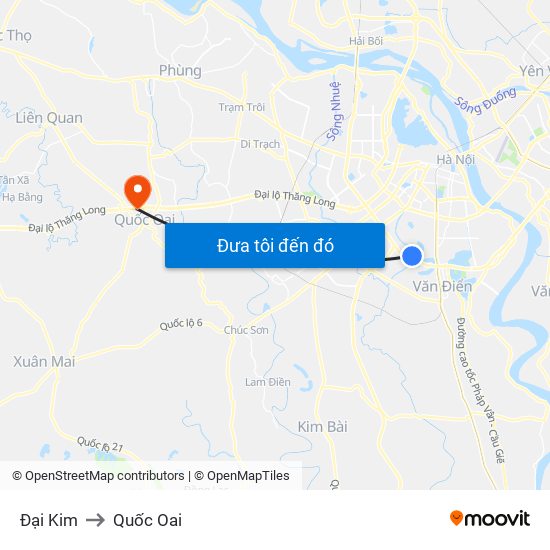 Đại Kim to Quốc Oai map