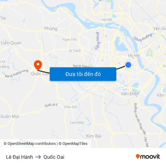 Lê Đại Hành to Quốc Oai map