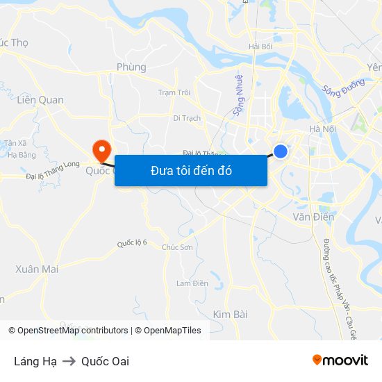 Láng Hạ to Quốc Oai map