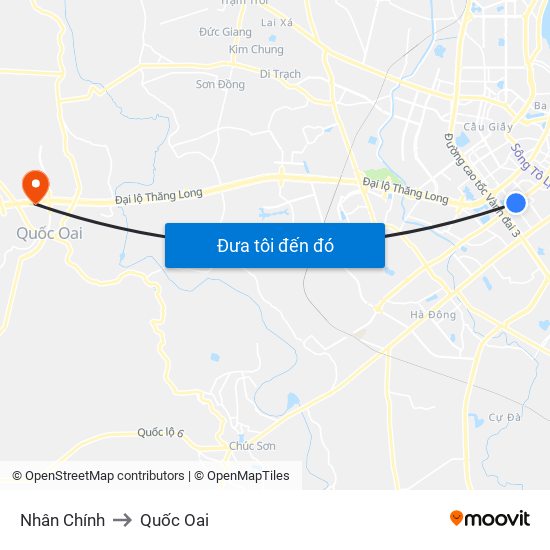 Nhân Chính to Quốc Oai map