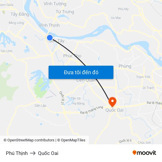 Phú Thịnh to Quốc Oai map