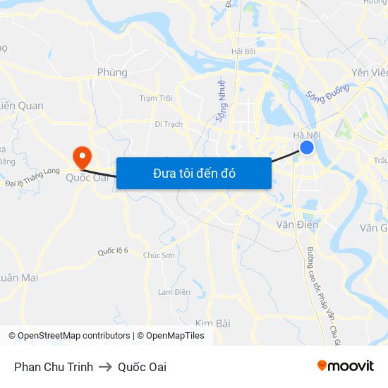 Phan Chu Trinh to Quốc Oai map