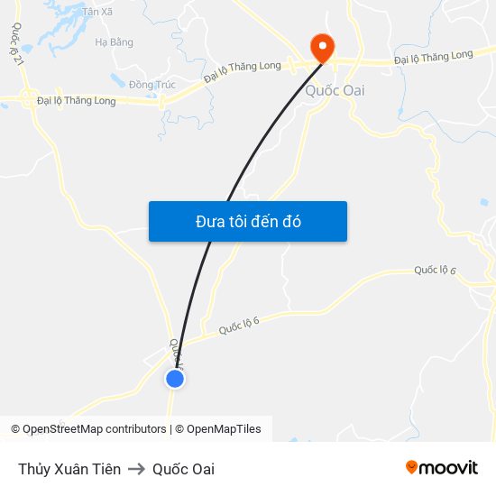 Thủy Xuân Tiên to Quốc Oai map