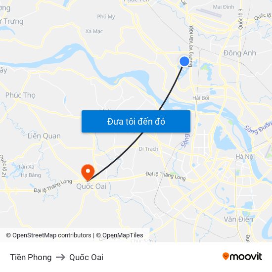 Tiền Phong to Quốc Oai map