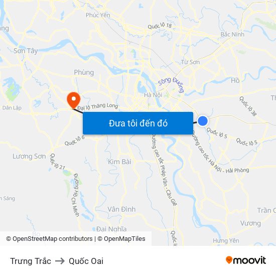 Trưng Trắc to Quốc Oai map