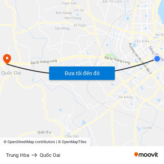 Trung Hòa to Quốc Oai map