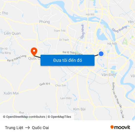 Trung Liệt to Quốc Oai map