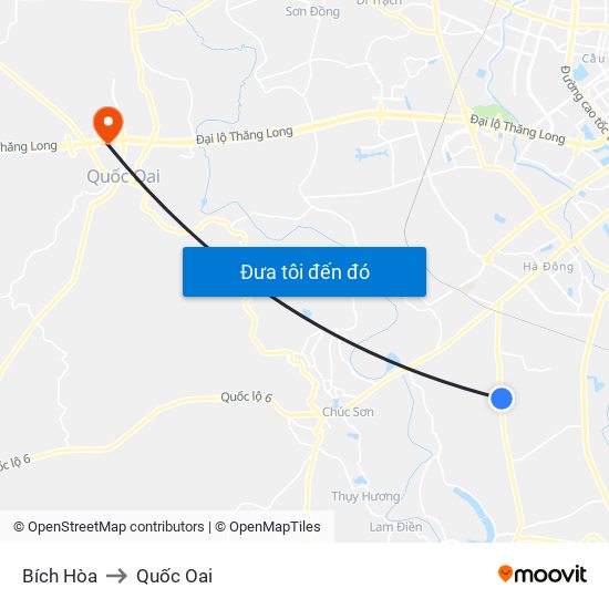 Bích Hòa to Quốc Oai map