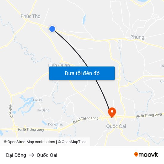Đại Đồng to Quốc Oai map