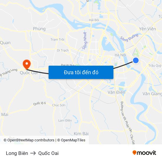 Long Biên to Quốc Oai map