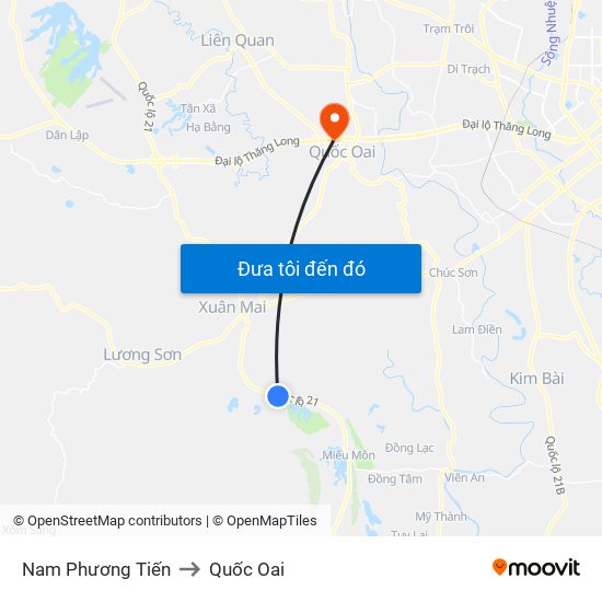 Nam Phương Tiến to Quốc Oai map