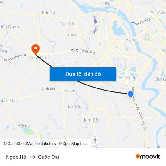 Ngọc Hồi to Quốc Oai map