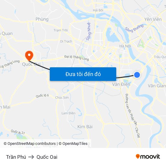 Trần Phú to Quốc Oai map