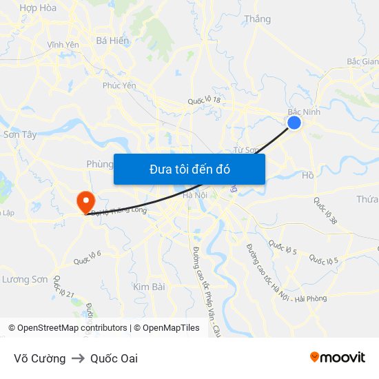 Võ Cường to Quốc Oai map