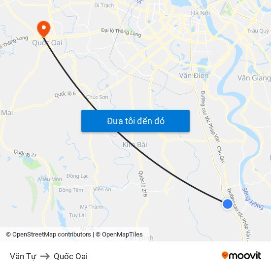 Văn Tự to Quốc Oai map