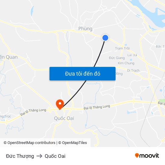 Đức Thượng to Quốc Oai map