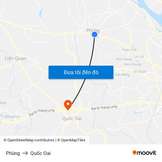 Phùng to Quốc Oai map